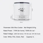 12V 24V Electric Rice Cooker Portable 1L Water Food Heater Machine Lunch Box Warmer 2 Persons Cooking Machine for Home Car Truck - Image 6