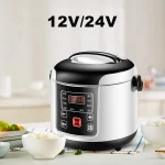 12V/24V Car Truck Rice Cooker Multicooker Soup Porridge Cooking Food Steamer 2L Electric lunch box Home Rice Cookers