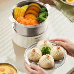350W Electric Egg Cooker Timed Egg Boiler Breakfast Machine Automatic Steamer Egg Custard Steaming Cooker Food Warmer 2 Layers - Image 3
