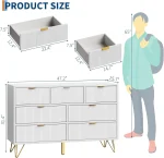 7-Drawer Dresser, Modern White Chest of Drawers with Gold Metal Handles & Wood Legs, Large Storage Organizer Unit for Bedroom, Entryway, Hallway - Image 2