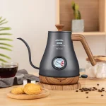 1.0L Retro Electric Kettle Gooseneck Hand Brewed Coffee Pot Slender Mouth Teapot Stainless Steel Liner Kettle with thermometer - Image 4