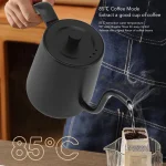 Electric Gooseneck Kettle with 5 Temperature Control Presets 1000W 800ml Pour Over Kettle for Coffee Tea Hot Water Boiler - Image 2