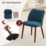 2/4Pcs Dining Chair, Linen Upholstered Dining Chair with Wood Legs, Wing Backrest, Wooden Kitchen Chair, Kitchen Chairs with Thick Cushions for Dining Room, Living Room - Image 2