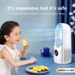 Portable USB Air Cooler Leafless Electric Desktop Fan 6 Speed Silent Timer Air Conditioner Cooling Humidifier Conditioning Fan - Image 3