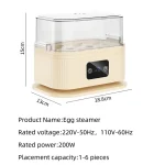 6 Eggs Boiler Steamer Multifunctional Electric Egg Cooker Kitchen Breakfast Maker 200W High-Power Smart Egg Steamer with Timer - Image 6
