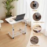 Adjustable Height Mobile Computer Desk, Small Standing Desk with Wheels, Portable Stand Up Desk, Mobile TV Tray Table Rolling Desk for Home Office, Study, and Small Spaces - Image 3