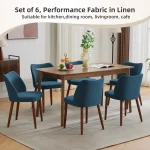 2/4Pcs Dining Chair, Linen Upholstered Dining Chair with Wood Legs, Wing Backrest, Wooden Kitchen Chair, Kitchen Chairs with Thick Cushions for Dining Room, Living Room - Image 6