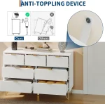 7-Drawer Dresser, Modern White Chest of Drawers with Gold Metal Handles & Wood Legs, Large Storage Organizer Unit for Bedroom, Entryway, Hallway - Image 6