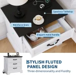 Modern Farmhouse Wood Nightstand with Charging Station & 3 Large Drawers, 24 Inch Wide Rustic Bedside Table & End Table with Storage Bedside Cabinet for Bedroom Living Room Small Space White - Image 3