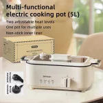 5L Multi-functional Cooking Pot Household Electric Hot Pot Electric Steamer Non-stick Barbecue Pot Frying and Baking Machine
