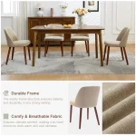 Dining Chairs Set of 2 – Upholstered Wood Legs Kitchen Dining Room Chairs High-Density Foam Padding; Soft Fabric; Sturdy Cross-Frame Legs; Non-Slip Foot; Easy to Assembly, for Kitchen, Dining Room - Image 4