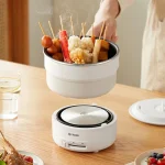 2.0L Foldable Electric Cooking Pot Home Hotpot Rice Cooker Multifunctional Electric Pan Non-stick Electric Skillet for Travel - Image 2