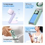 Portable Mini Handheld Fan High-speed with 199 Sppeds USB Rechargeable Silent Fan Foldable Mini Handheld Neck Hanging Small Fan - Image 2