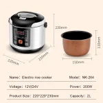 12V 24V Electric Rice Cooker Car Truck Multicooker Timing Reservation Food Heating Cooking Steamer Soup Stew Pot Steamer Cooker - Image 6