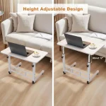 Adjustable Height Mobile Computer Desk, Small Standing Desk with Wheels, Portable Stand Up Desk, Mobile TV Tray Table Rolling Desk for Home Office, Study, and Small Spaces - Image 4