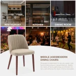 Dining Chairs Set of 2 – Upholstered Wood Legs Kitchen Dining Room Chairs High-Density Foam Padding; Soft Fabric; Sturdy Cross-Frame Legs; Non-Slip Foot; Easy to Assembly, for Kitchen, Dining Room - Image 6