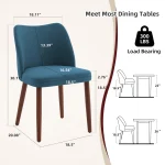 2/4Pcs Dining Chair, Linen Upholstered Dining Chair with Wood Legs, Wing Backrest, Wooden Kitchen Chair, Kitchen Chairs with Thick Cushions for Dining Room, Living Room - Image 3