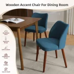 2/4Pcs Dining Chair, Linen Upholstered Dining Chair with Wood Legs, Wing Backrest, Wooden Kitchen Chair, Kitchen Chairs with Thick Cushions for Dining Room, Living Room - Image 7