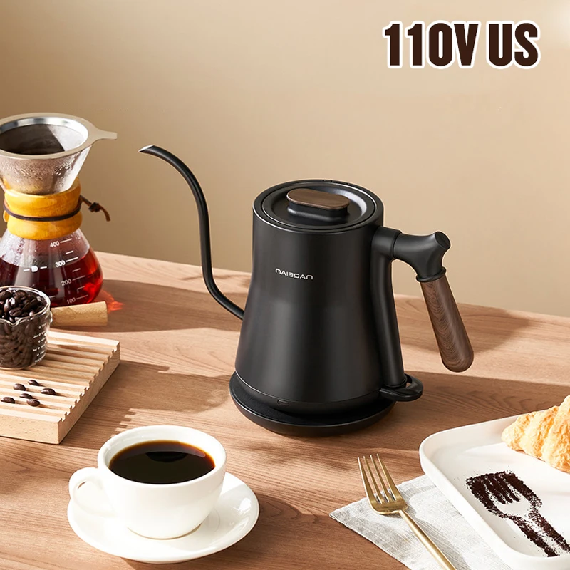 kf-S579aef91030d4021964bedfe8b658137Q 110V Gooseneck Electric Kettle Hand Brewing Coffee Pot Household 800ML Water Boiler Pot Tea Maker 1000W Rapid Heating Kettle US - Image 1