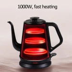 220V Electric Kettle Household Gooseneck TeaPot 1.0L Water Boiler Hand Brewing Coffee Pot Tea Maker 304 Stainless Steel Liner - Image 3