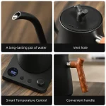 1000ml Gooseneck Electric Kettle 304 Stainless Steel Coffee Pot Smart Temperature Controlled Kettle LED Display for Coffee Tea - Image 6