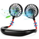 Neck Fan Portable Fan Hand Free Mini USB Rechargeable Neck Fan Cooling Wearable Suitable Fan Air Cooler for Outdoor Sports