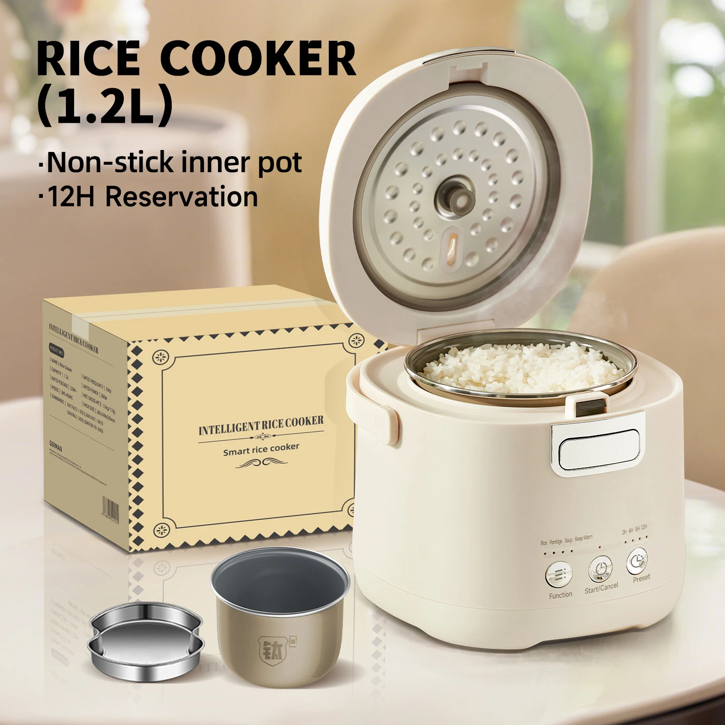 kf-S6184672f162049969023703c2251f5bbP 1.2L Electric Rice Cooker Smart Rice Cooker Multicooker 4 Cooking Functions Non Stick Inner Pot 1-3 People Rice Cooke 220V - Image 1
