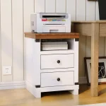 18" Farmhouse Nightstand with Charging Station, Night Stand Wood End Table with 2 Drawers, USB Ports & Outlets, Side Table Bedside Cabinet for Bedroom & Living Room - Image 5