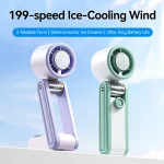 Portable Mini Handheld Fan High-speed with 199 Sppeds USB Rechargeable Silent Fan Foldable Mini Handheld Neck Hanging Small Fan - Image 5