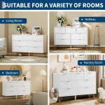 7-Drawer Dresser, Modern White Chest of Drawers with Gold Metal Handles & Wood Legs, Large Storage Organizer Unit for Bedroom, Entryway, Hallway - Image 7