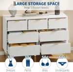7-Drawer Dresser, Modern White Chest of Drawers with Gold Metal Handles & Wood Legs, Large Storage Organizer Unit for Bedroom, Entryway, Hallway - Image 3