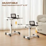 Overbed Table with Wheels Adjustable Height, Foldable Side Table, Rolling Table Standing Desk Potable Laptop Desk Computer Workstations for Home Office - Image 3