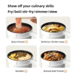 2.0L Foldable Electric Cooking Pot Home Hotpot Rice Cooker Multifunctional Electric Pan Non-stick Electric Skillet for Travel - Image 4