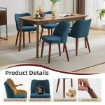 2/4Pcs Dining Chair, Linen Upholstered Dining Chair with Wood Legs, Wing Backrest, Wooden Kitchen Chair, Kitchen Chairs with Thick Cushions for Dining Room, Living Room - Image 5
