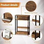 Narrow Side Table for Small Spaces, 3 Tier Small End Table with Magazine Holder, Slim Skinny Nightstand Bedside Tables with Storage Shelf for Living Room Bedroom Brown - Image 3