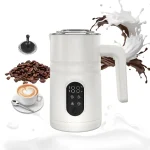 5-in-1 Electric Milk Frother & Steamer with Temp Display: Auto Warm/Cold Foam Maker for Coffee, Latte, Cappuccino, Hot Chocolate