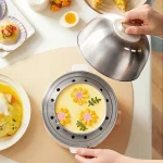 350W Electric Egg Cooker Timed Egg Boiler Breakfast Machine Automatic Steamer Egg Custard Steaming Cooker Food Warmer 2 Layers - Image 5