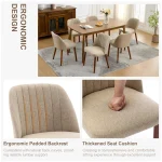 Dining Chairs Set of 2 – Upholstered Wood Legs Kitchen Dining Room Chairs High-Density Foam Padding; Soft Fabric; Sturdy Cross-Frame Legs; Non-Slip Foot; Easy to Assembly, for Kitchen, Dining Room - Image 3