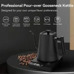 110V/220V Electric Kettle 1.0L Gooseneck Hand Brew Coffee Pot 1200W Rapid Heating Temperature Control Pot Stainless Steel Liner - Image 2