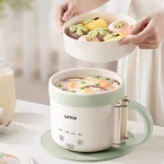 1.6L Electric Cooking Pot Folding Handle Portable Rice Cooker Travel Pot Multifunction Dormitory Hotpot Electric Frying Pan 220V