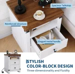 18" Farmhouse Nightstand with Charging Station, Night Stand Wood End Table with 2 Drawers, USB Ports & Outlets, Side Table Bedside Cabinet for Bedroom & Living Room - Image 3