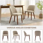 Dining Chairs Set of 2 – Upholstered Wood Legs Kitchen Dining Room Chairs High-Density Foam Padding; Soft Fabric; Sturdy Cross-Frame Legs; Non-Slip Foot; Easy to Assembly, for Kitchen, Dining Room - Image 7