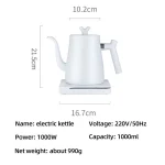 1000W Gooseneck Electric Kettle Hand Brewing Coffee Pot Smart Temperature Control Teapot 1.0L Slender Mouth Pot Boil Water Jug - Image 6