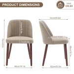 Dining Chairs Set of 2 – Upholstered Wood Legs Kitchen Dining Room Chairs High-Density Foam Padding; Soft Fabric; Sturdy Cross-Frame Legs; Non-Slip Foot; Easy to Assembly, for Kitchen, Dining Room - Image 2