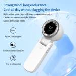 Portable Handheld Mini Fan Turbo High-Speed Hanging Neck Cooling Fan Digital Display USB Rechargeable Fan for Camping - Image 2