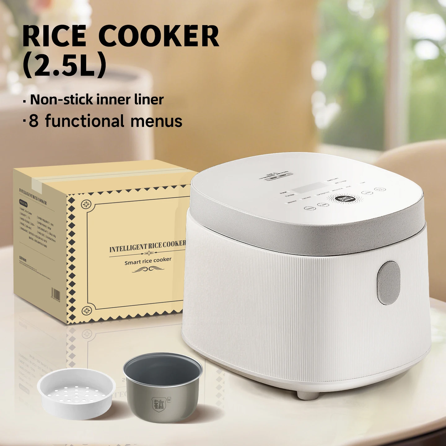 kf-Scb093deecce8496f859a7eecc2ed8cc79 2.5L Electric Rice Cooker with Non-stick Inner Pot 2-3 People MultiCooker Mini Cooking Machine Steamed Smart Rice Cooker Kitchen - Image 1