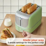 110V/220V Toaster 2 Slice Wide Slot with 7 Preset Temperature and Defrost Small Household Bread Maker Sandwich Maker Toaster - Image 2
