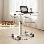 Overbed Table with Wheels Adjustable Height, Foldable Side Table, Rolling Table Standing Desk Potable Laptop Desk Computer Workstations for Home Office - Image 2