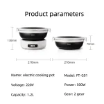 1.2L Folded Electric Cooking Pot Portable Multicooker Travel Rice Cooker Split Hot Pot 304 Stainless Steel Electric Skillt 500W - Image 6