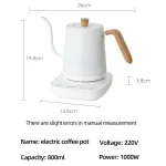 1000W Gooseneck Electric Kettle 800ml Hand Brew Coffee Pot smart Teapot Temperature Control Pot Rapid Heating Kettle - Image 6